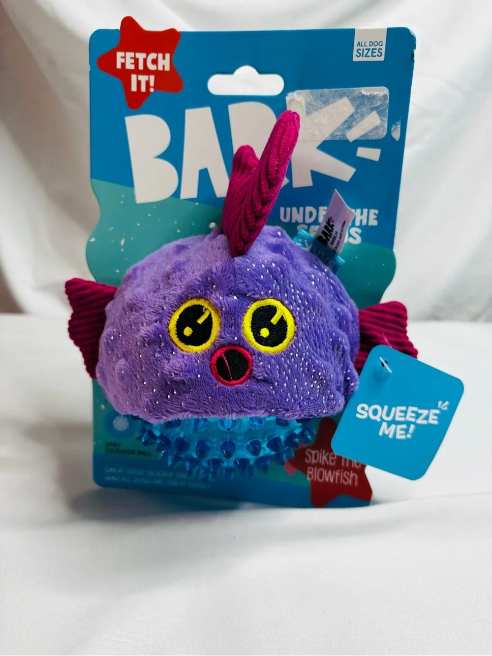 Bark Purple & Magenta Squeeze Spike Blowfish Dog Toy